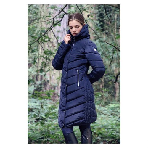 Coldstream Kimmerston long quilted coat in navy