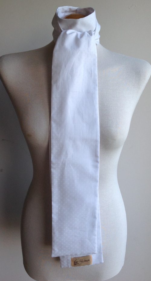 Shaped to tie 100% cotton stock - polka dot bright white/white