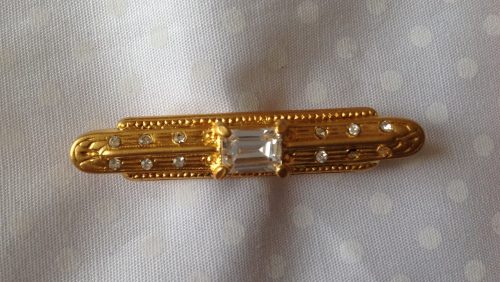 Vintage goldtone and square clear paste stock pin